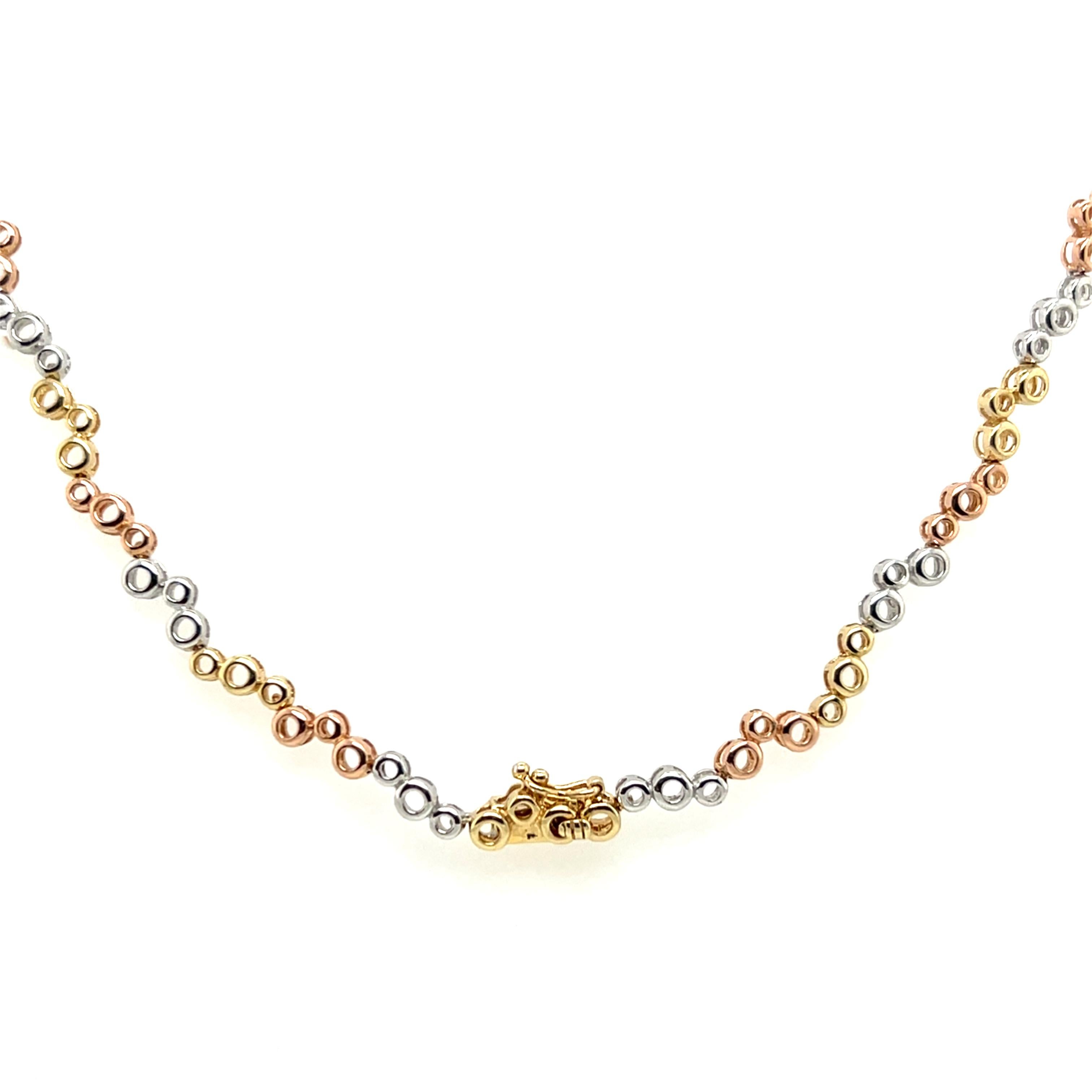 Contemporary Diamond and 14k Yellow, White and Rose Gold Circle/Bubble Necklace For Sale 4