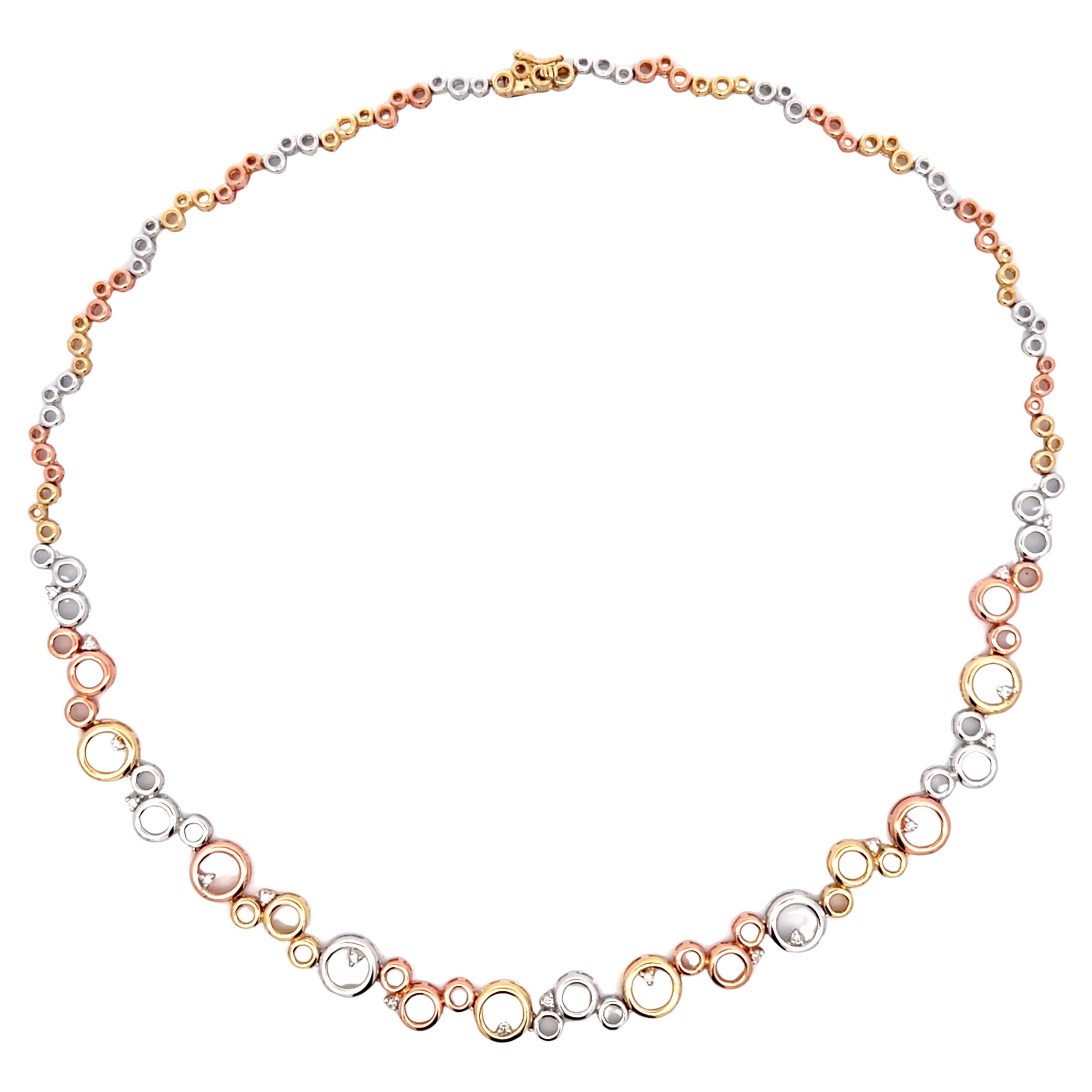 Contemporary Diamond and 14k Yellow, White and Rose Gold Circle/Bubble Necklace
