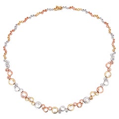 Contemporary Diamond und 14k Gelb-, Weiß- und Roségold Kreis/Blasen-Halskette