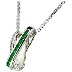Contemporary Diamond and Emerald Neck Piece