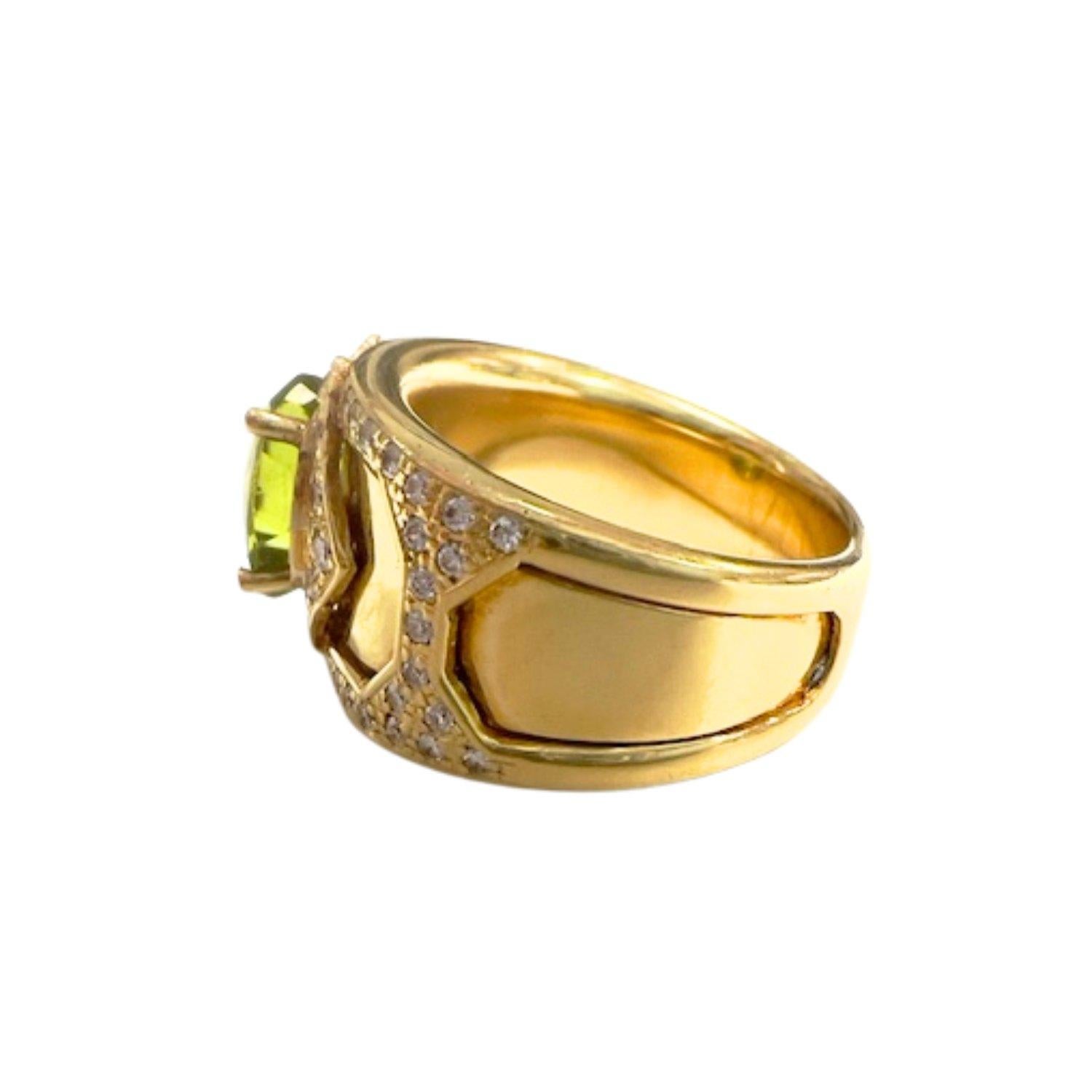 Contemporary Diamant und Peridot Goldring im Zustand „Gut“ im Angebot in MADRID, ES