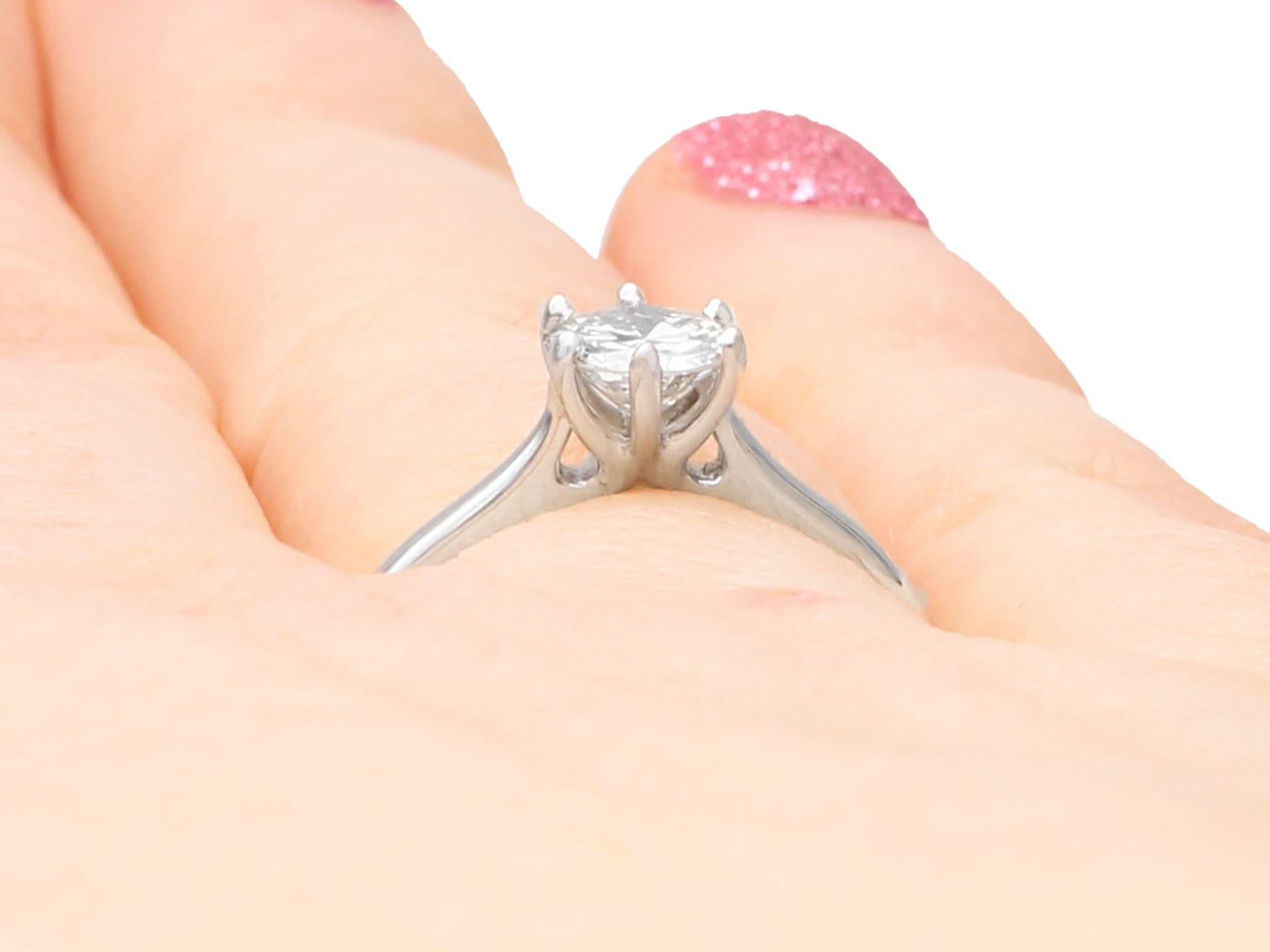 Contemporary Diamond and Platinum Solitaire Engagement Ring For Sale 5
