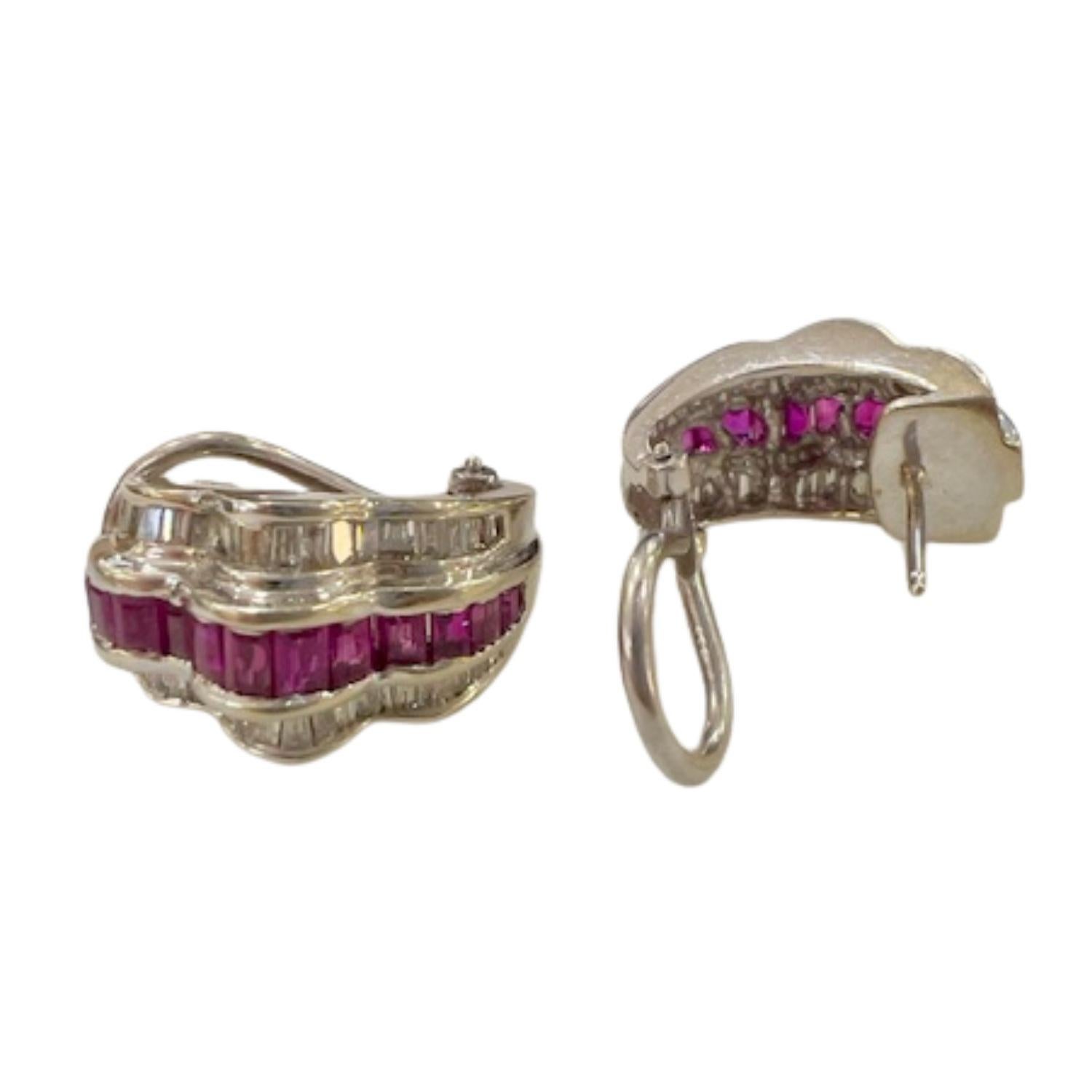 Contemporary Diamond and Ruby 18K Gold Earrings 2