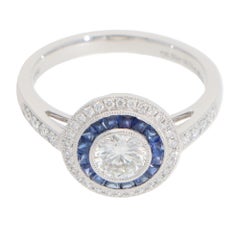 Contemporary Diamond and Sapphire Double Target Ring in Platinum