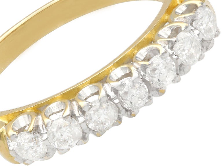Contemporary Diamond and Yellow Gold Half Eternity Engagement Ring For ...