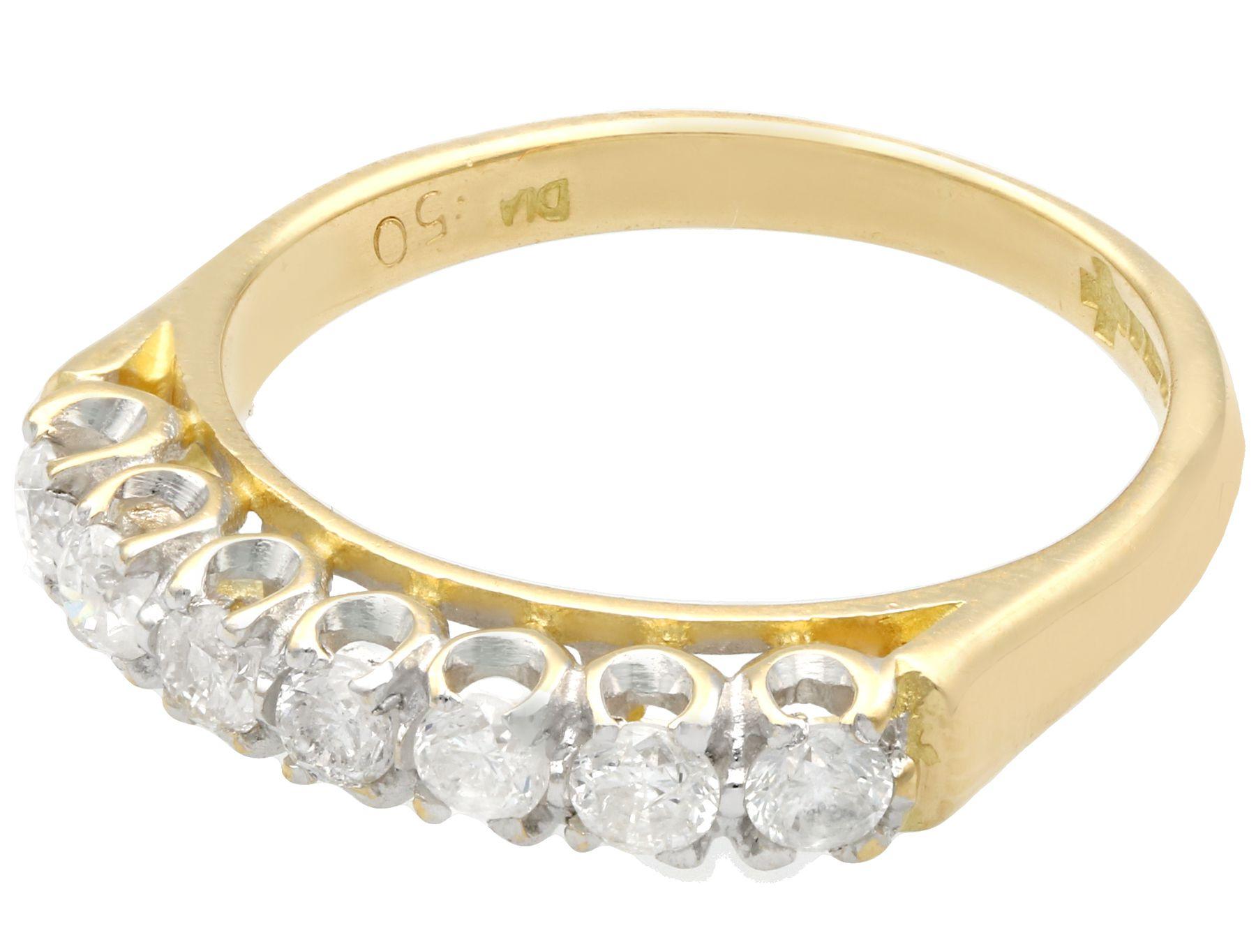 Contemporary Diamond and 18K Yellow Gold Half Eternity Engagement Ring For Sale