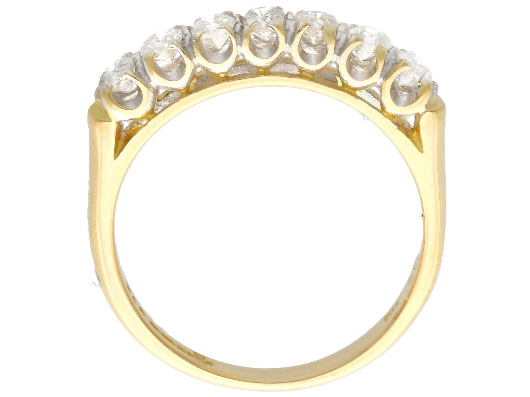 Round Cut Diamond and 18K Yellow Gold Half Eternity Engagement Ring For Sale