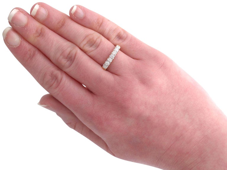 Contemporary Diamond and Yellow Gold Half Eternity Engagement Ring For ...
