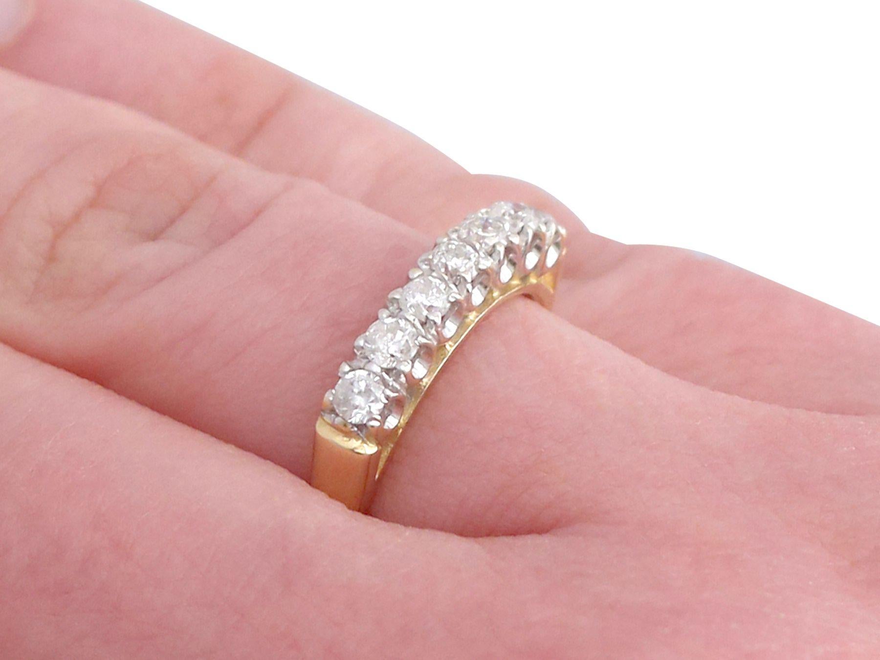 Women's Diamond and Yellow Gold Half Eternity Engagement Ring For Sale