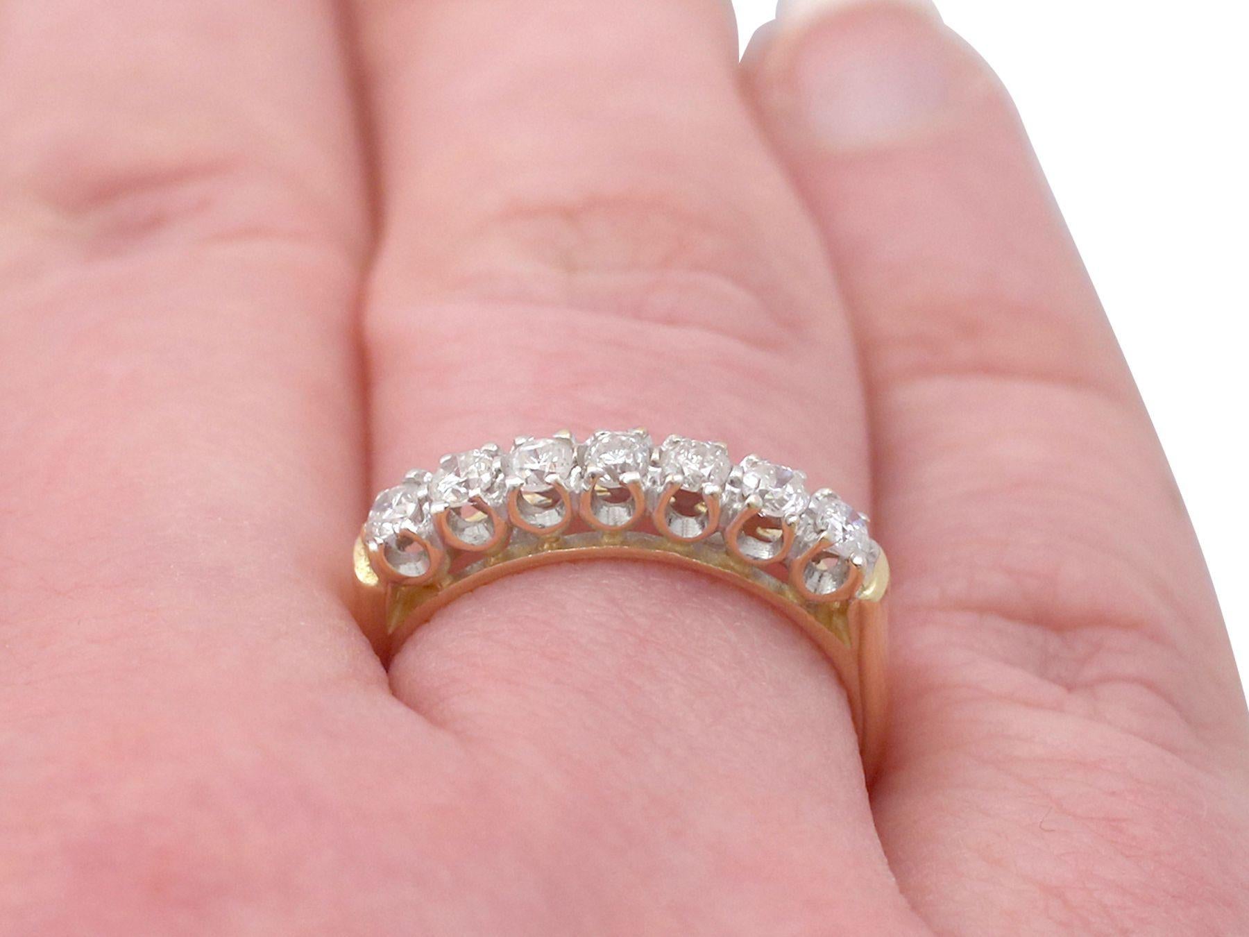 Diamond and Yellow Gold Half Eternity Engagement Ring For Sale 1