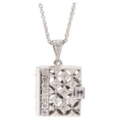 Contemporary Diamond Book Style Pendant 18 Carat White Gold
