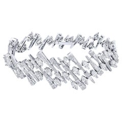 Bracciale di diamanti contemporaneo 12,34 carati 324 diamanti oro bianco 18 carati