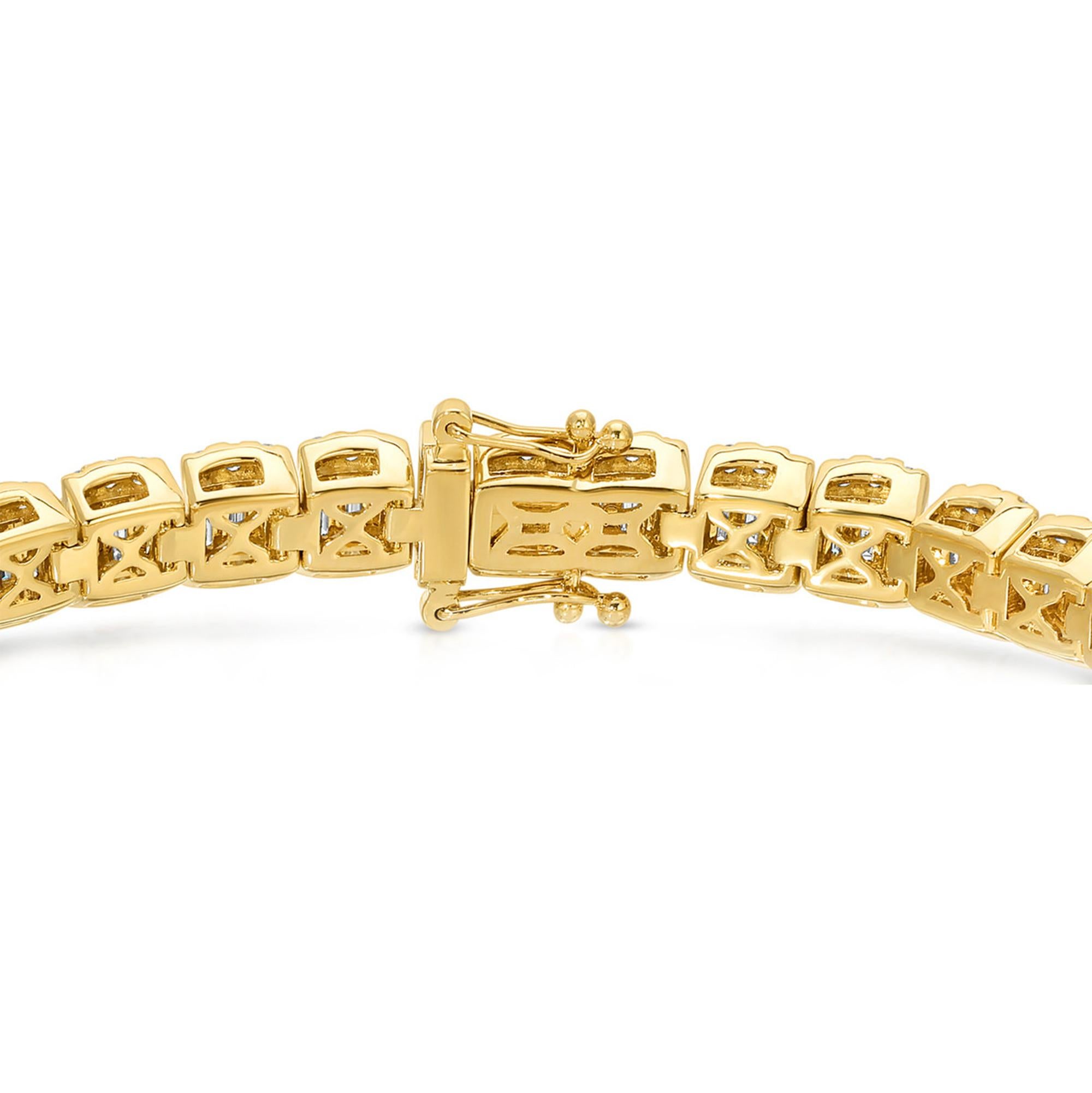 Contemporary Diamantarmband 9,2 Karat Total 18K Gelbgold (Baguetteschliff) im Angebot