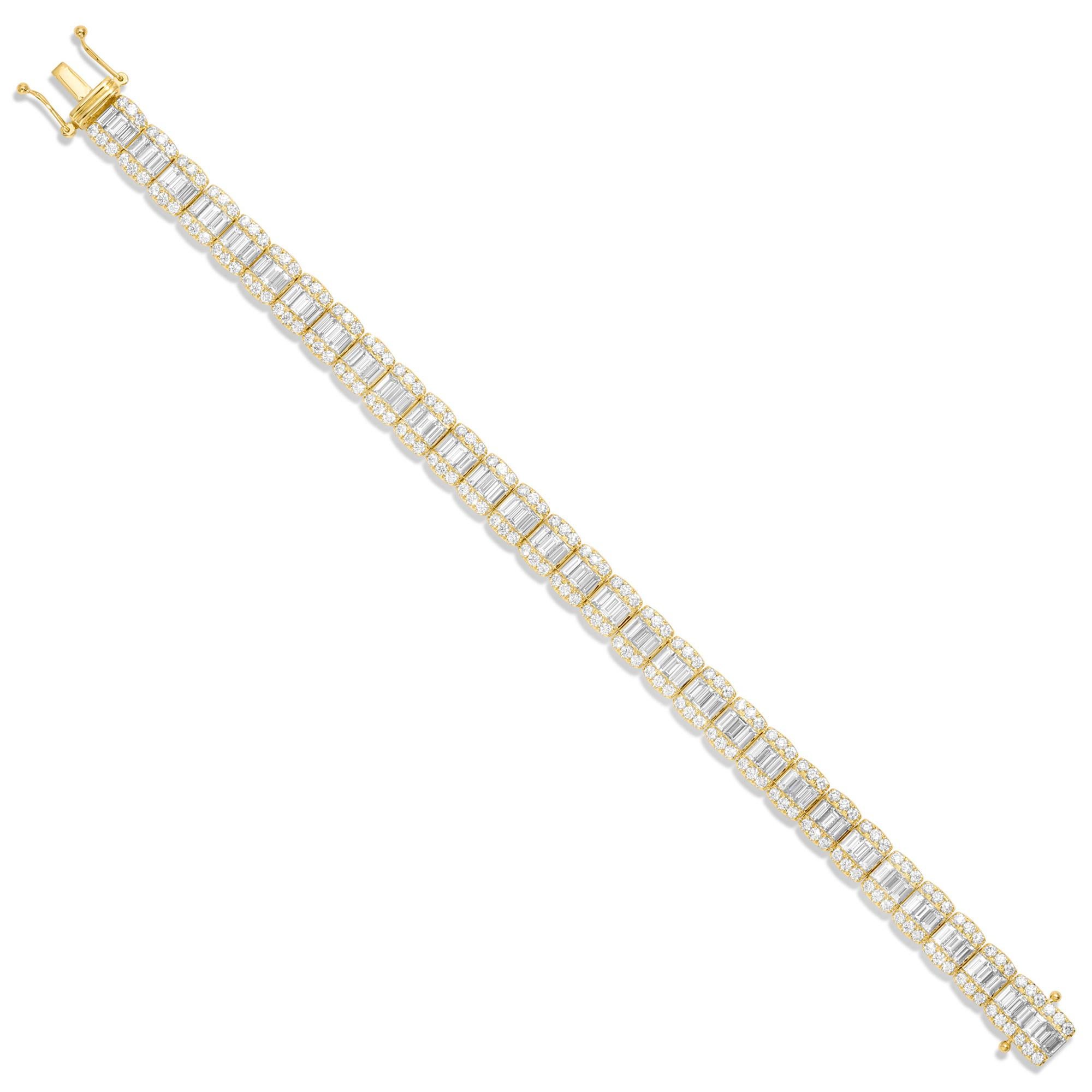 Bracelet en diamant Contemporary 9.2 Carats Total Or Jaune 18K Excellent état - En vente à Aliso Viejo, CA