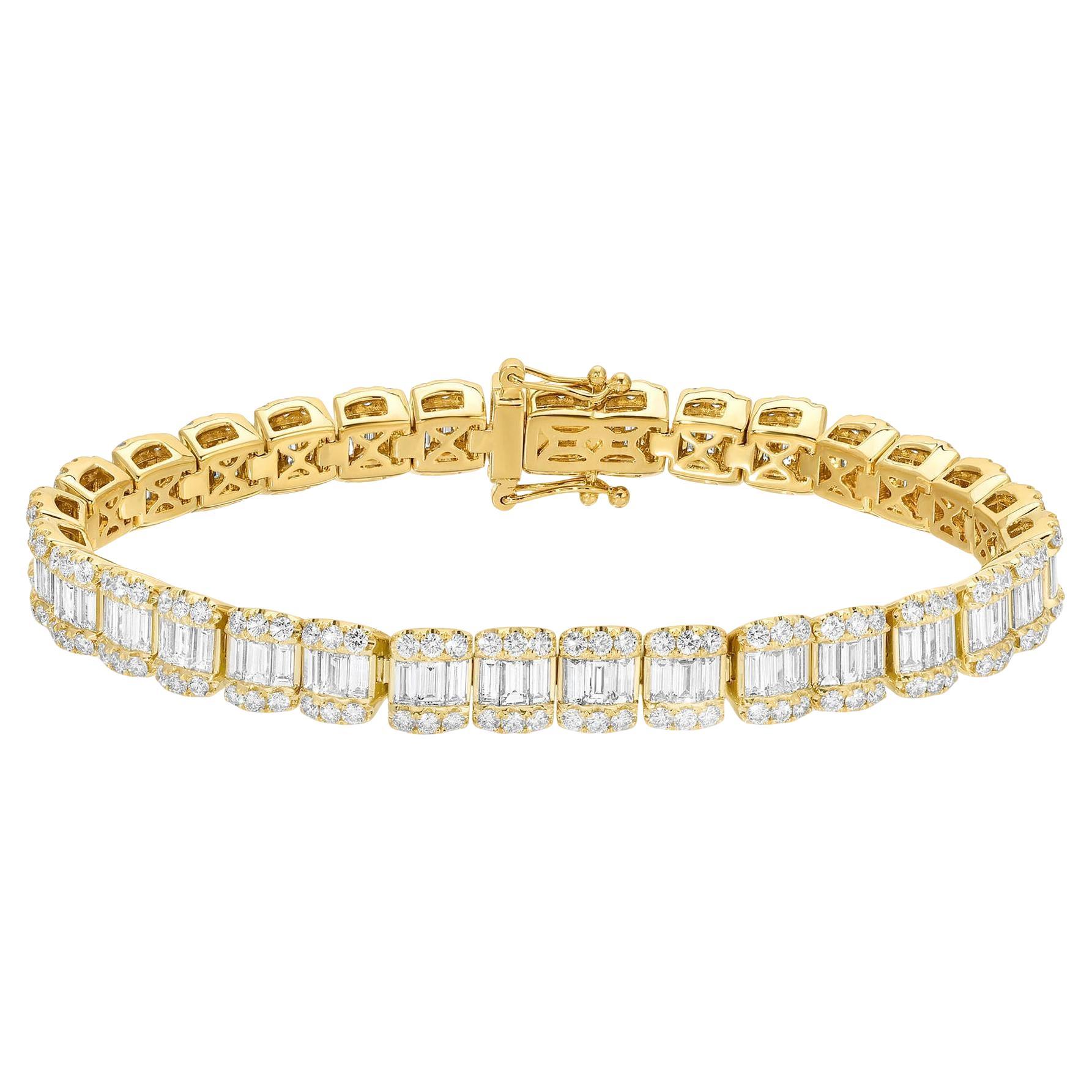Contemporary Diamond Bracelet 9.2 Carats Total 18K Yellow Gold