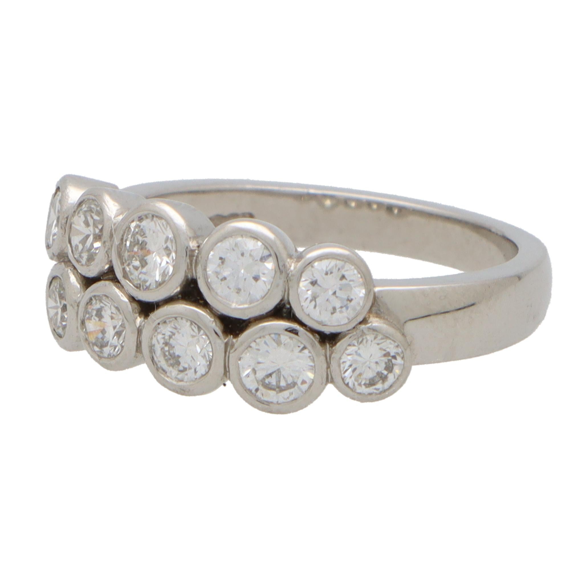 Modern Contemporary Diamond 'Bubble' Cocktail Ring Set in Platinum For Sale