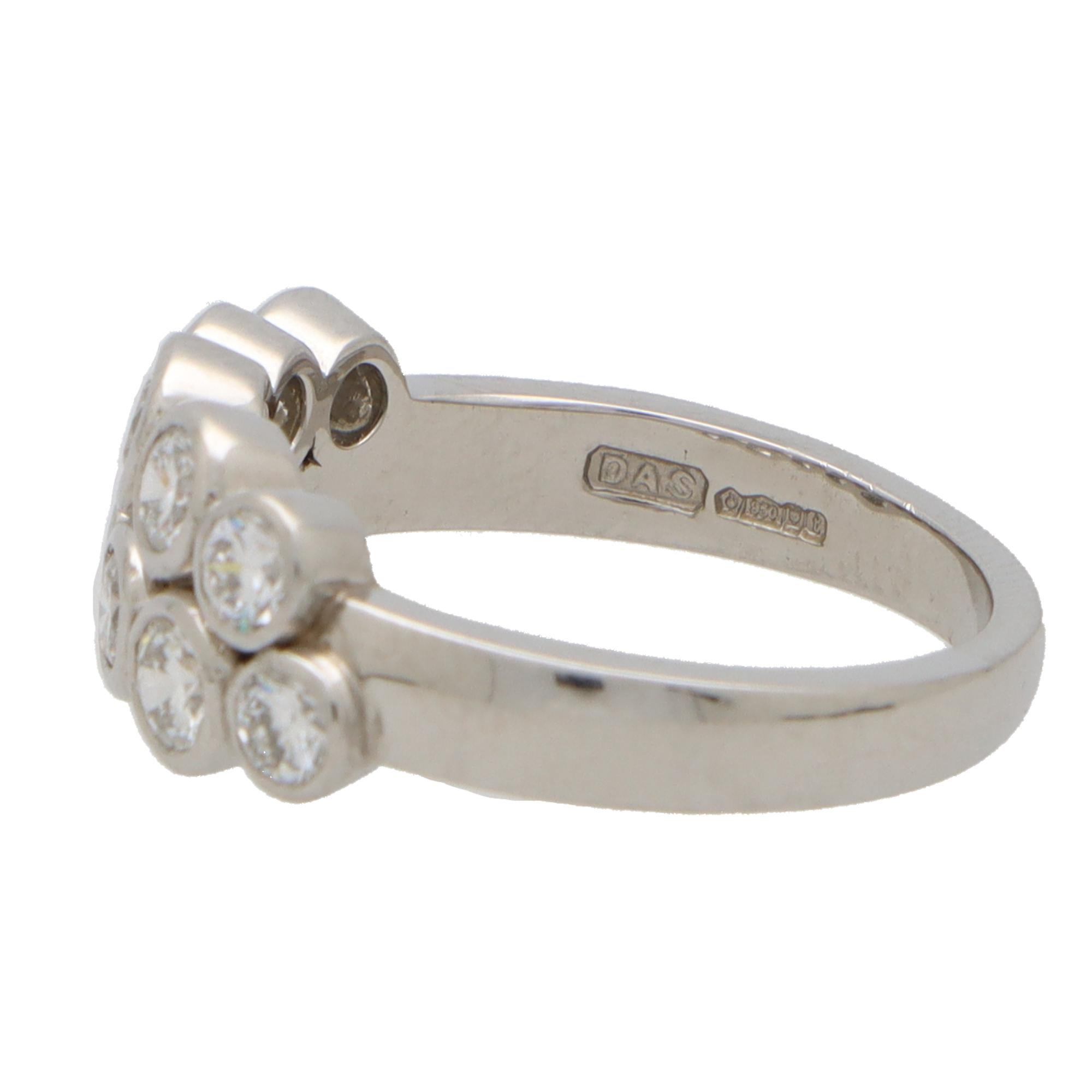 Round Cut Contemporary Diamond 'Bubble' Cocktail Ring Set in Platinum For Sale