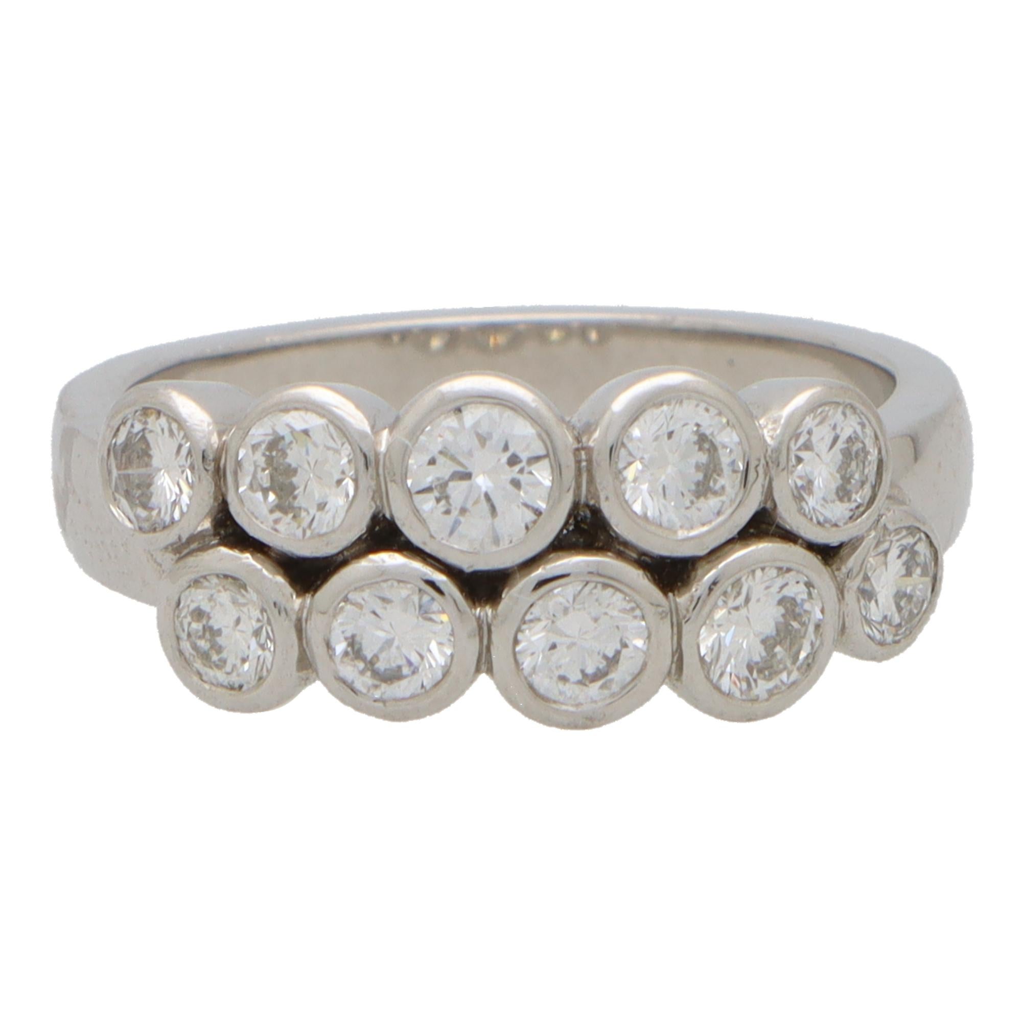 Women's or Men's Contemporary Diamond 'Bubble' Cocktail Ring Set in Platinum For Sale