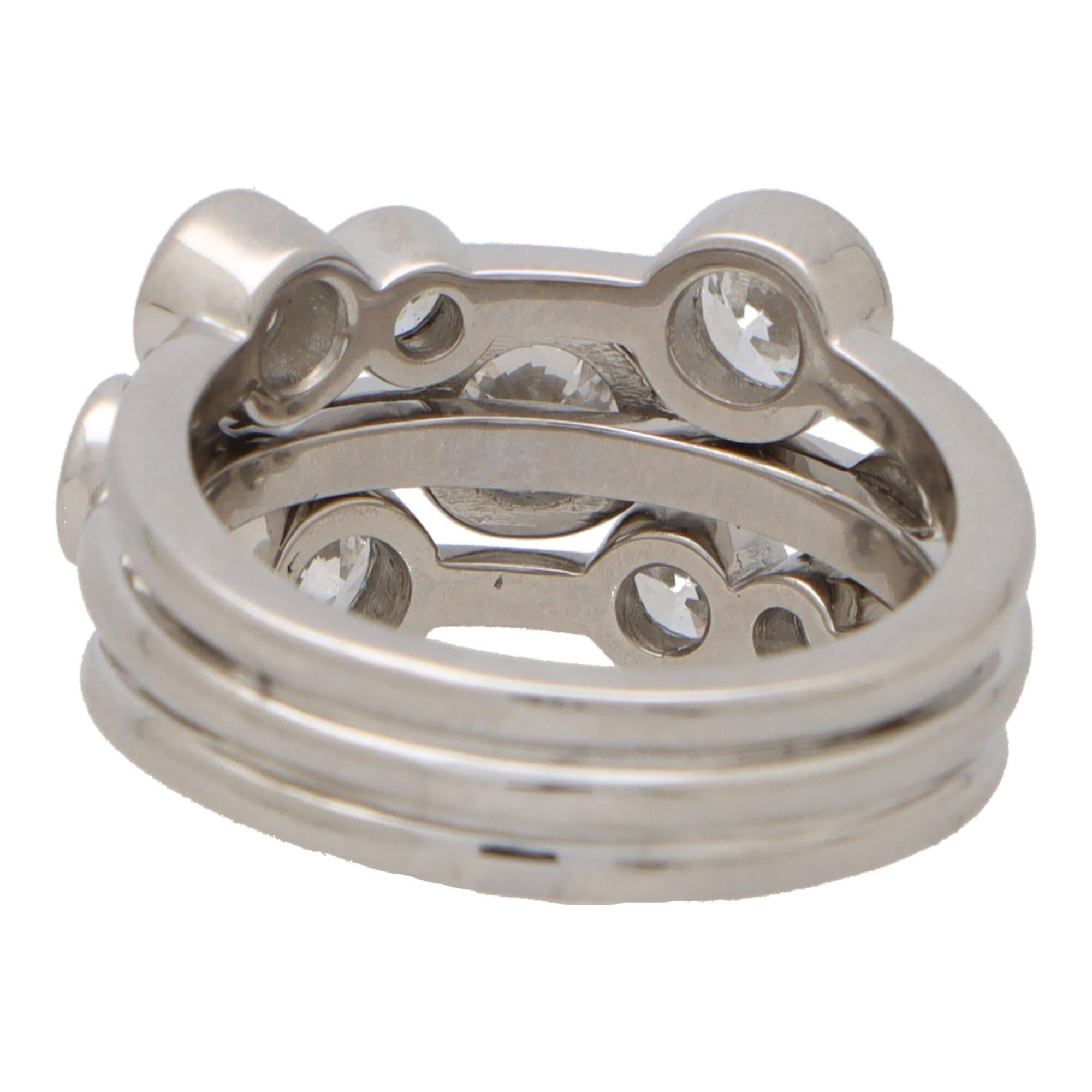 Women's or Men's Contemporary Diamond Bubble Ring Set in Platinum 'Large Model'