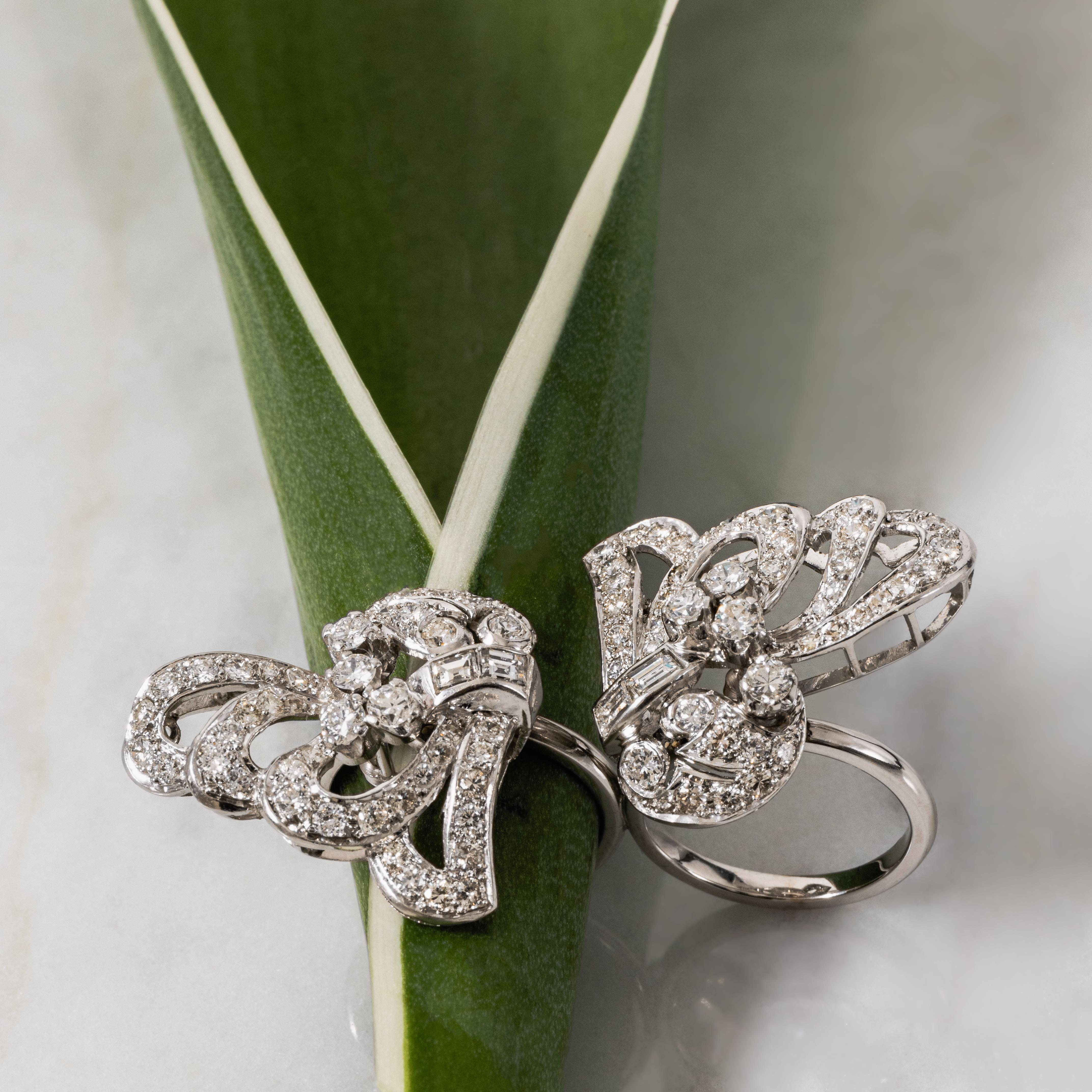 Anello a farfalla con diamante in stile contemporaneo in vendita 1