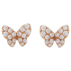 Contemporary Diamond Butterfly Stud Earrings in 18k Rose Gold