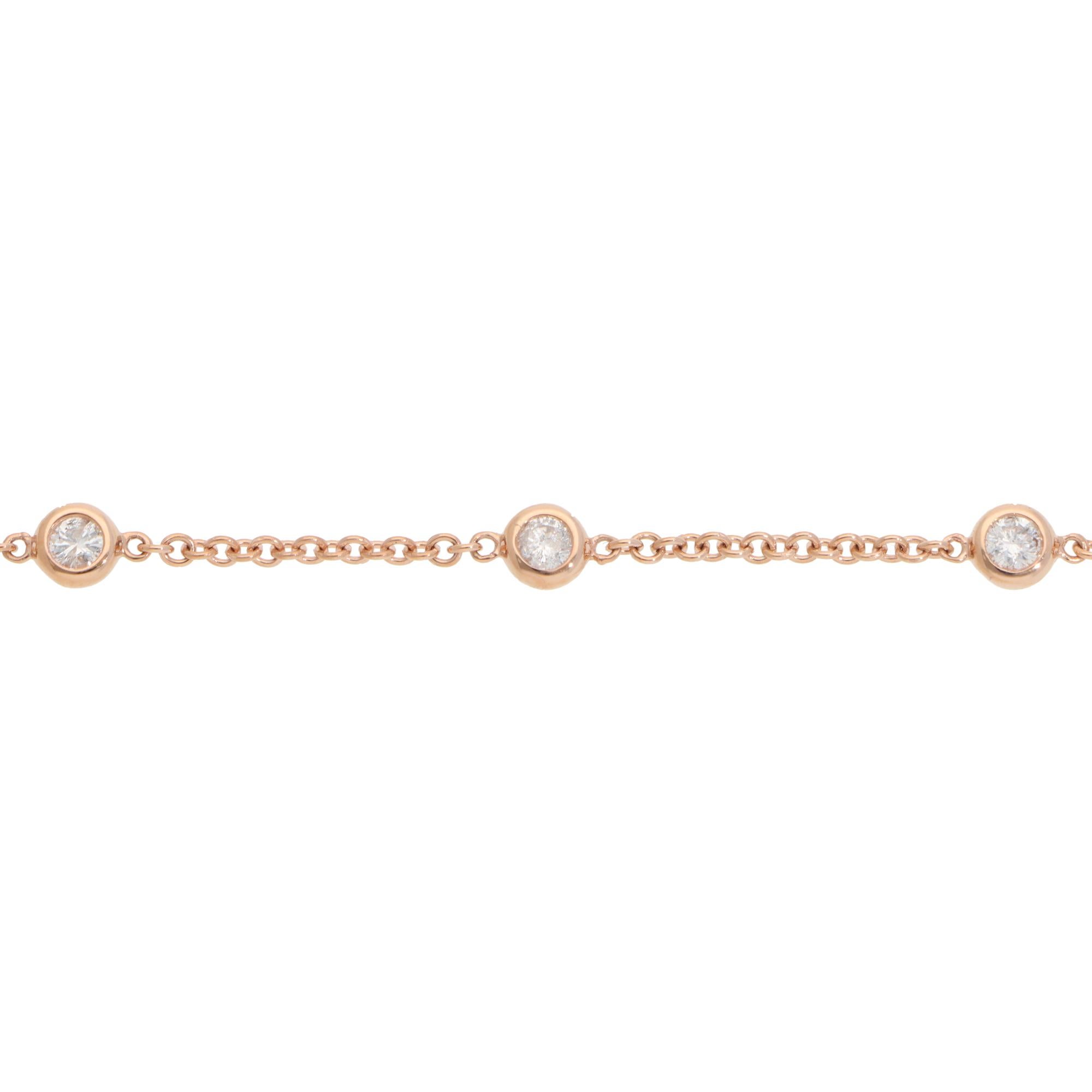 Modern Contemporary Diamond Chain Bracelet in Rose Gold For Sale