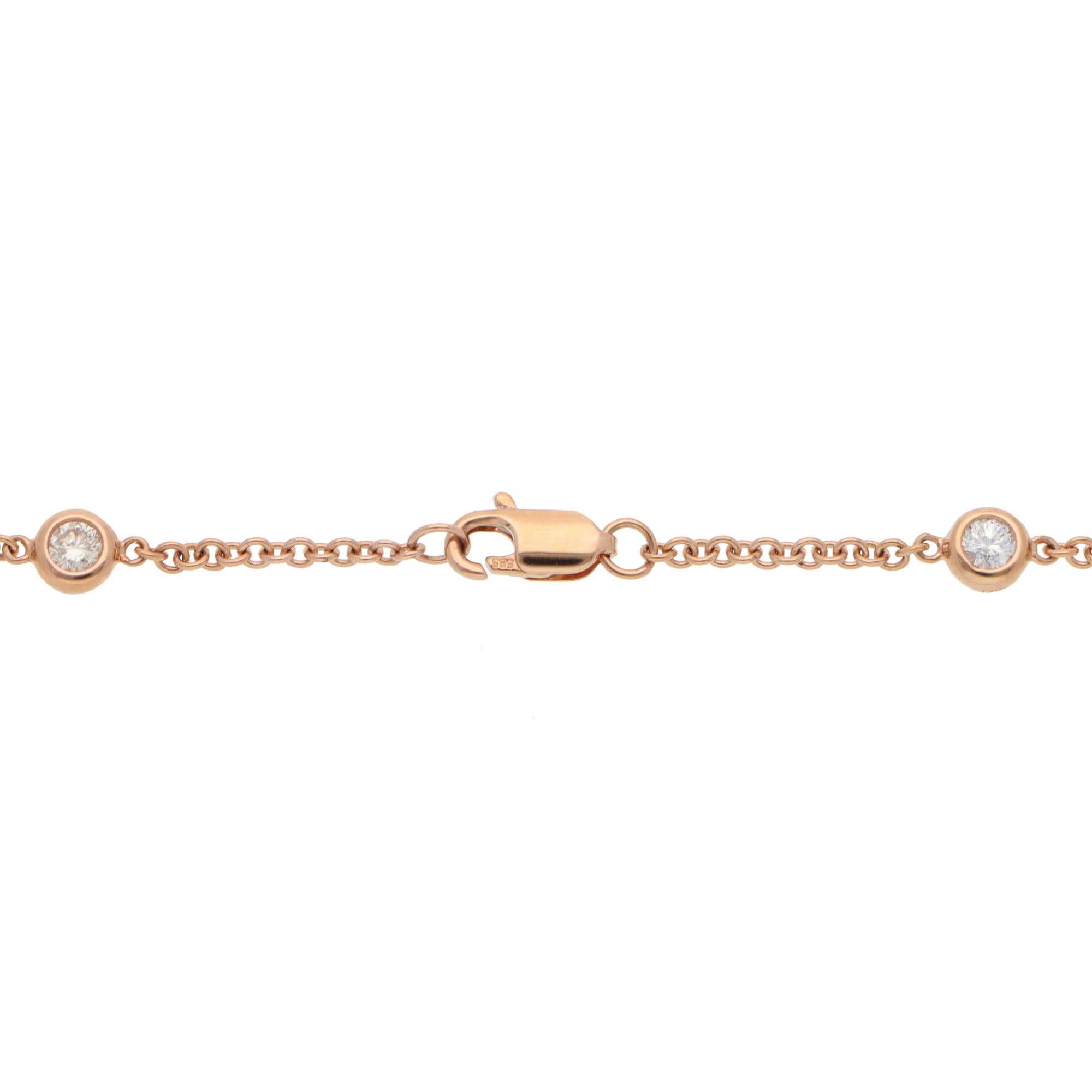 Brilliant Cut Contemporary Diamond Chain Bracelet in Rose Gold For Sale