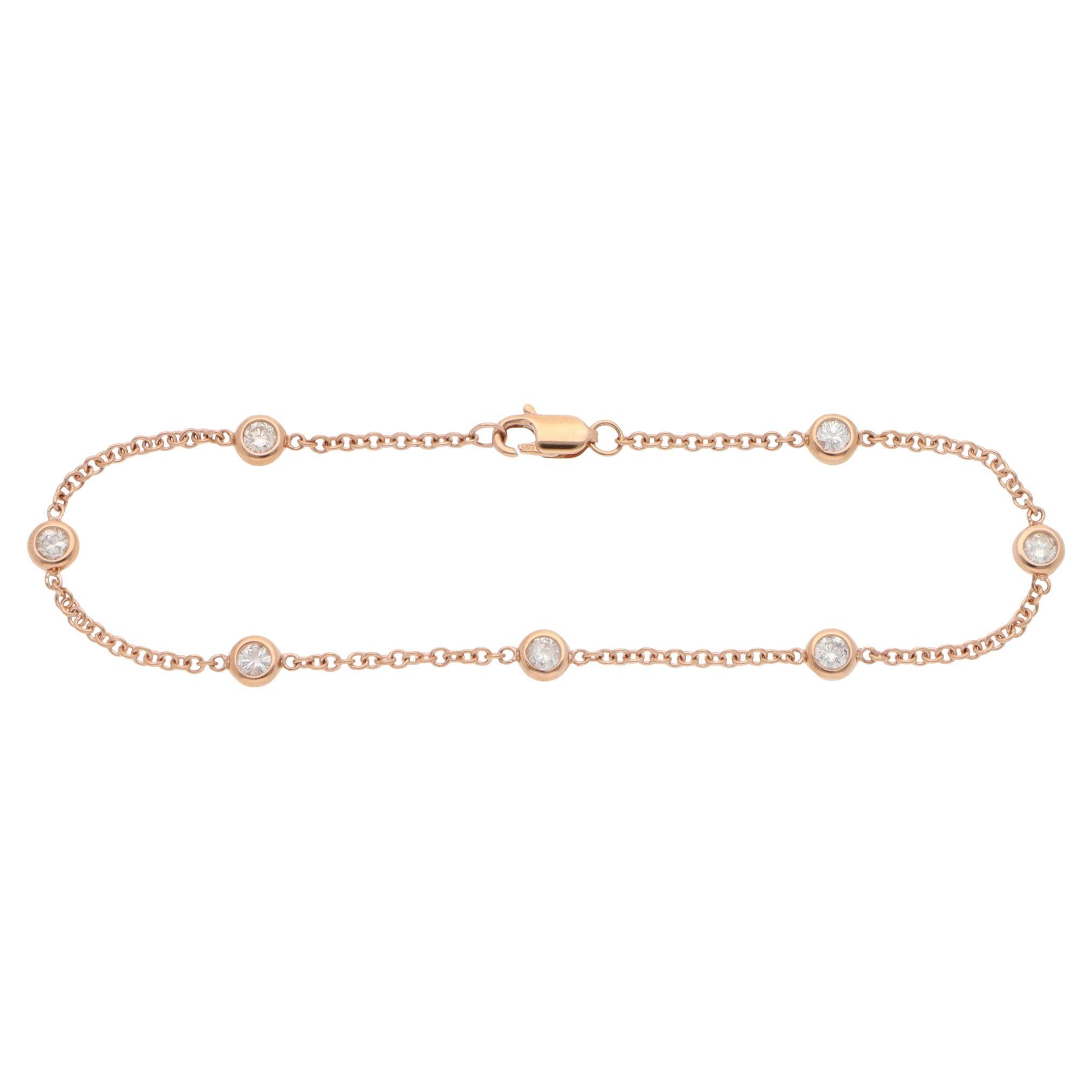Contemporary Diamond Chain Bracelet in Rose Gold