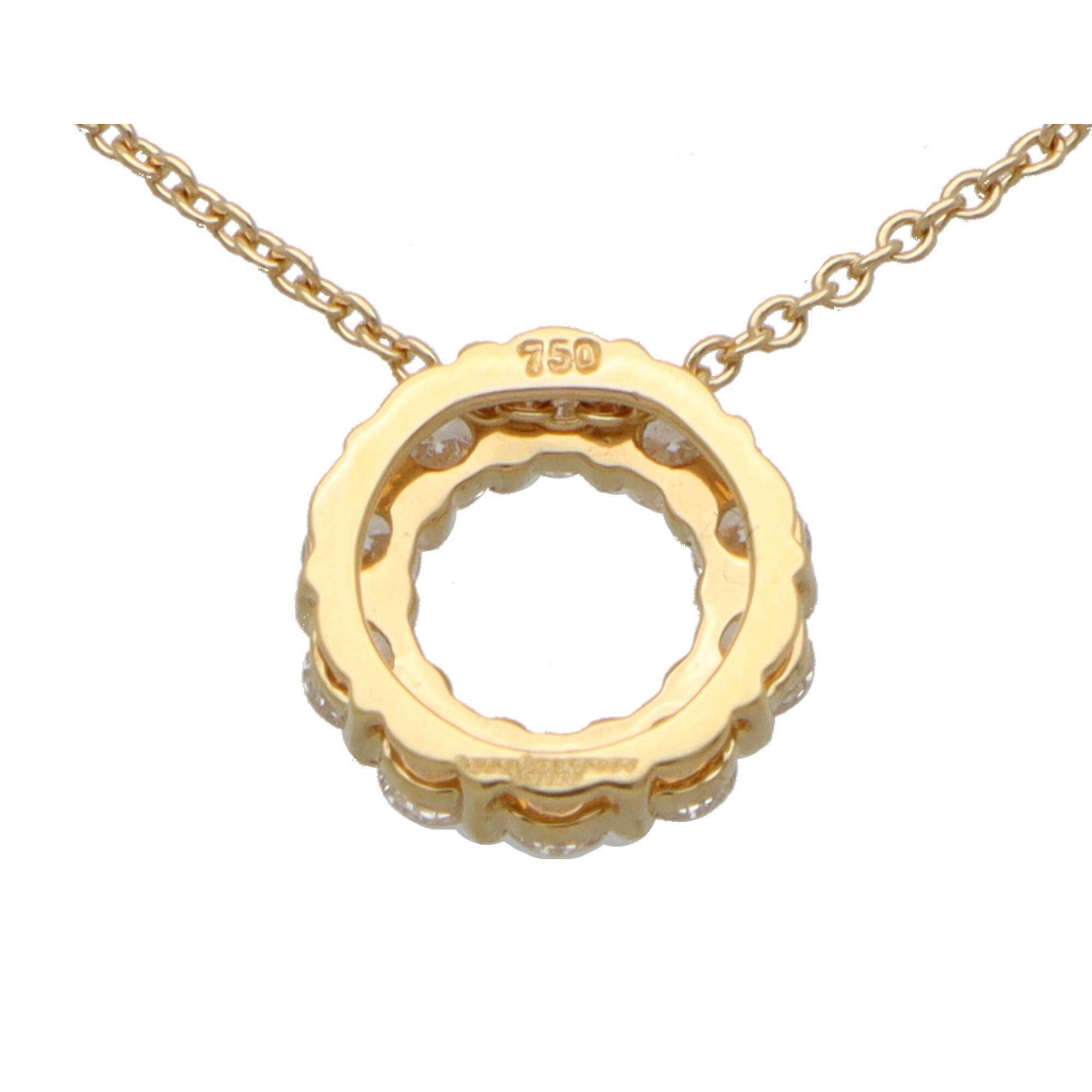 Women's or Men's Contemporary Diamond Circle Pendant Set in 18k Yellow Gold