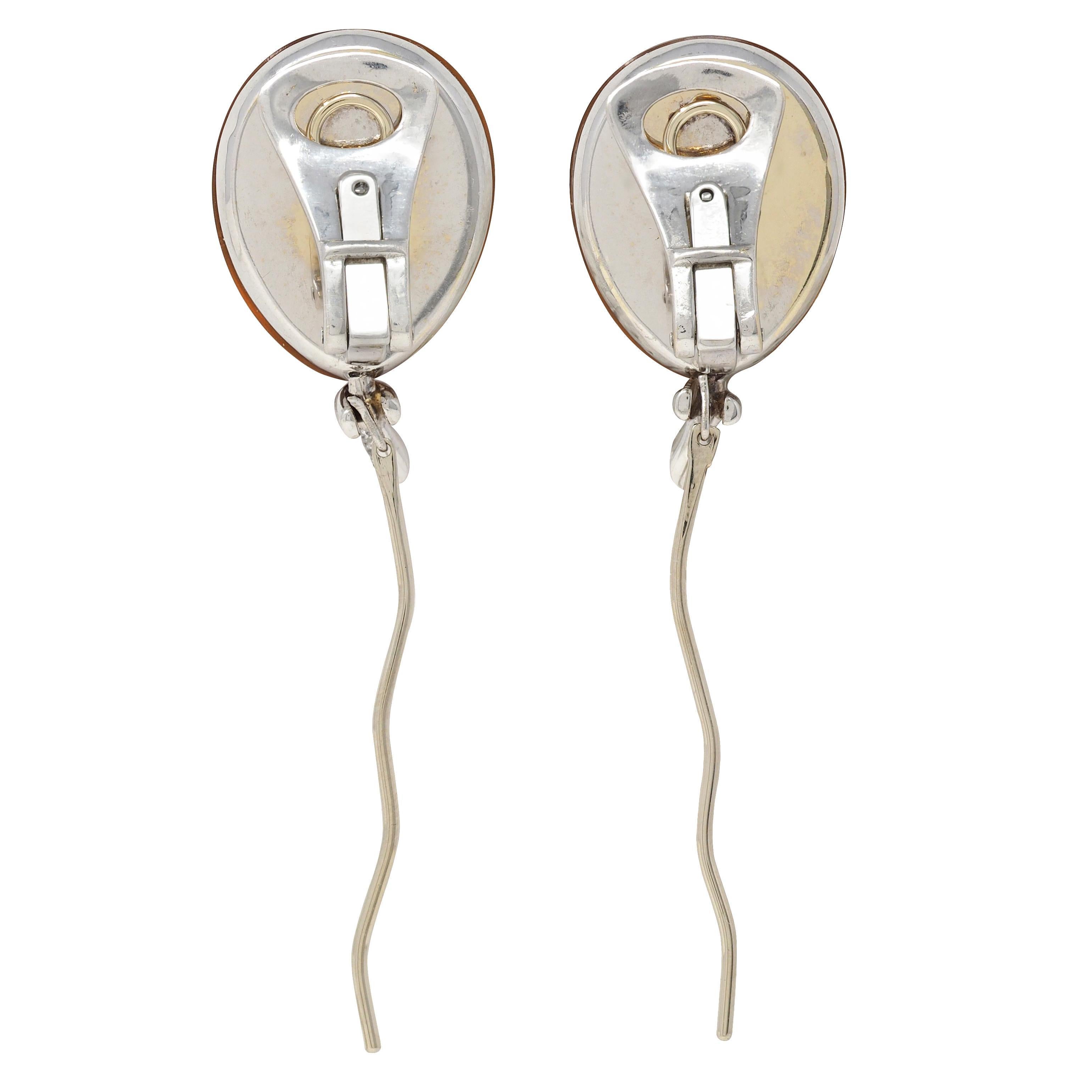 Orecchini a palloncino in oro bianco 18 carati con diamante e citrino contemporanei In condizioni ottime in vendita a Philadelphia, PA
