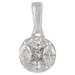 Contemporary Diamond Cluster Pendant in 14K White Gold Jewelry Gift for Her