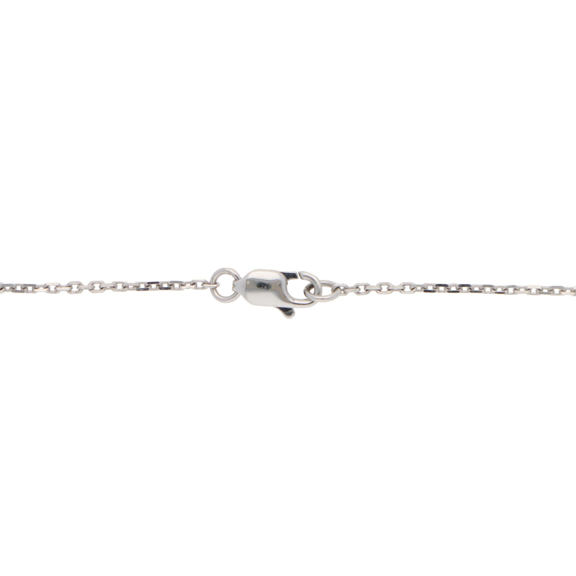 Brilliant Cut Contemporary Diamond Cluster Pendant Necklace in White Gold For Sale