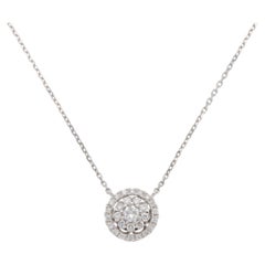 Contemporary Diamond Cluster Pendant Necklace in White Gold