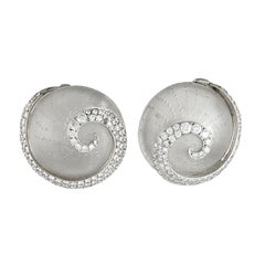 Boucles d'oreilles contemporaines coquillages en cristal et diamants