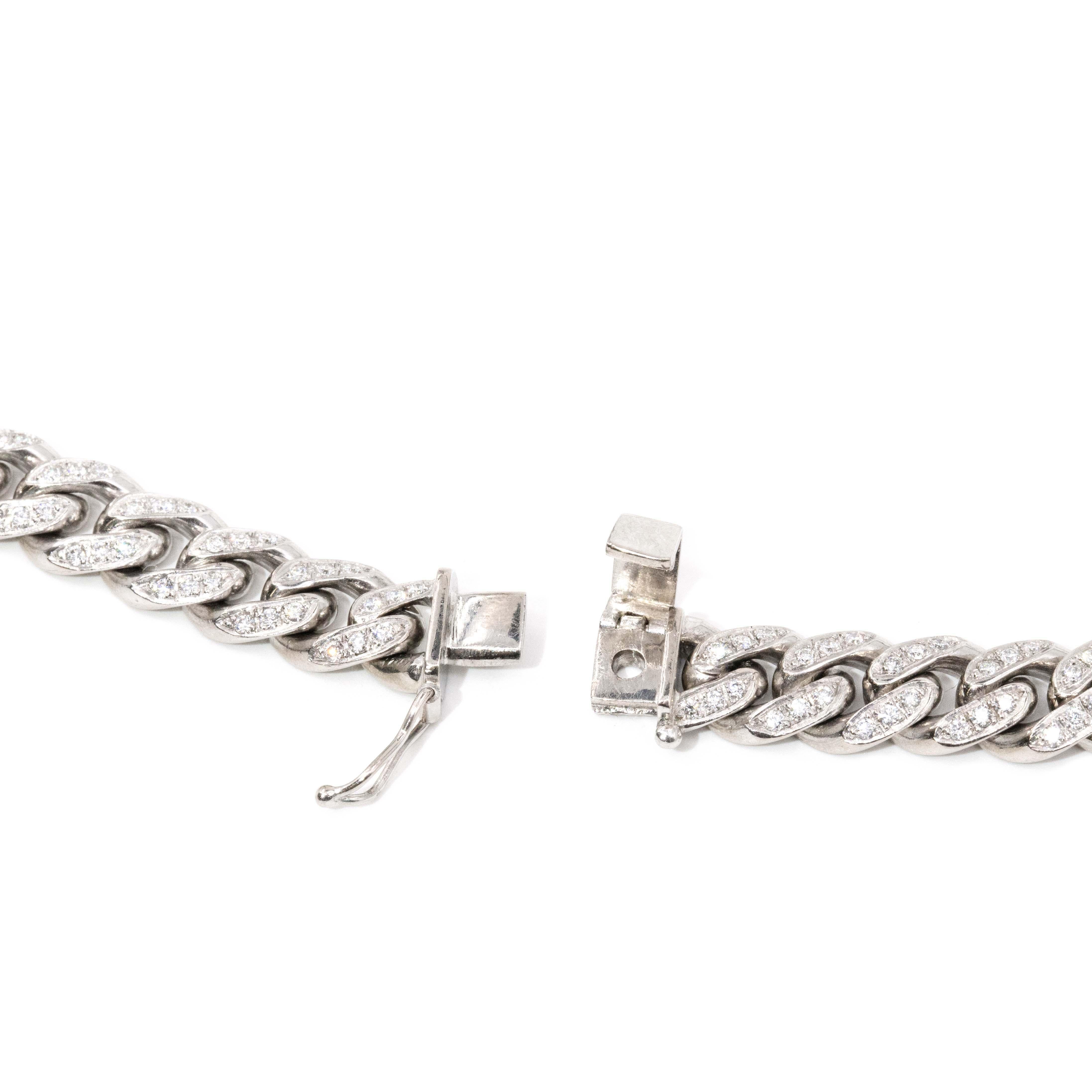 Contemporary Diamond Curb Link Cuban Chain 18 Carat White Gold For Sale 8