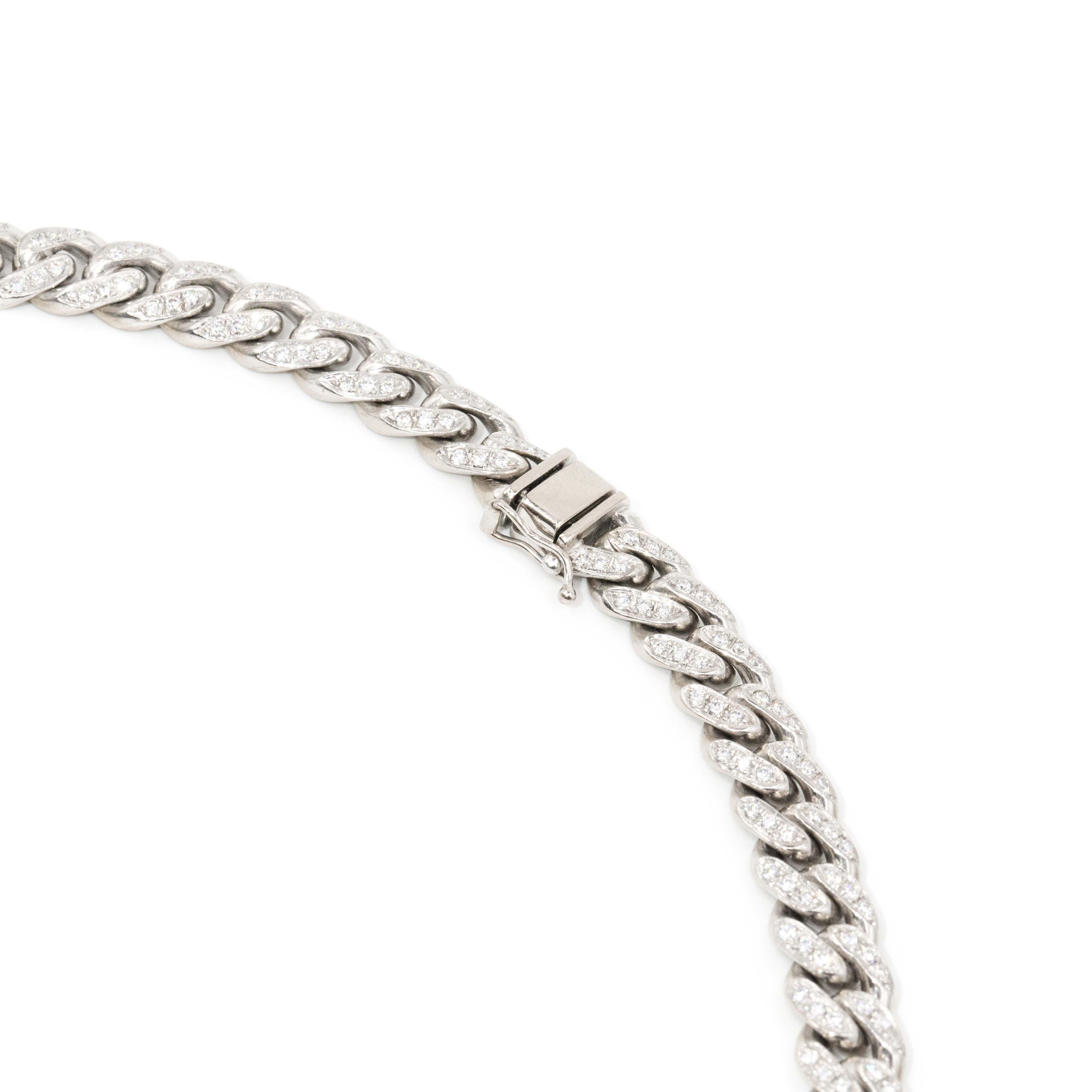 Contemporary Diamond Curb Link Cuban Chain 18 Carat White Gold For Sale 10