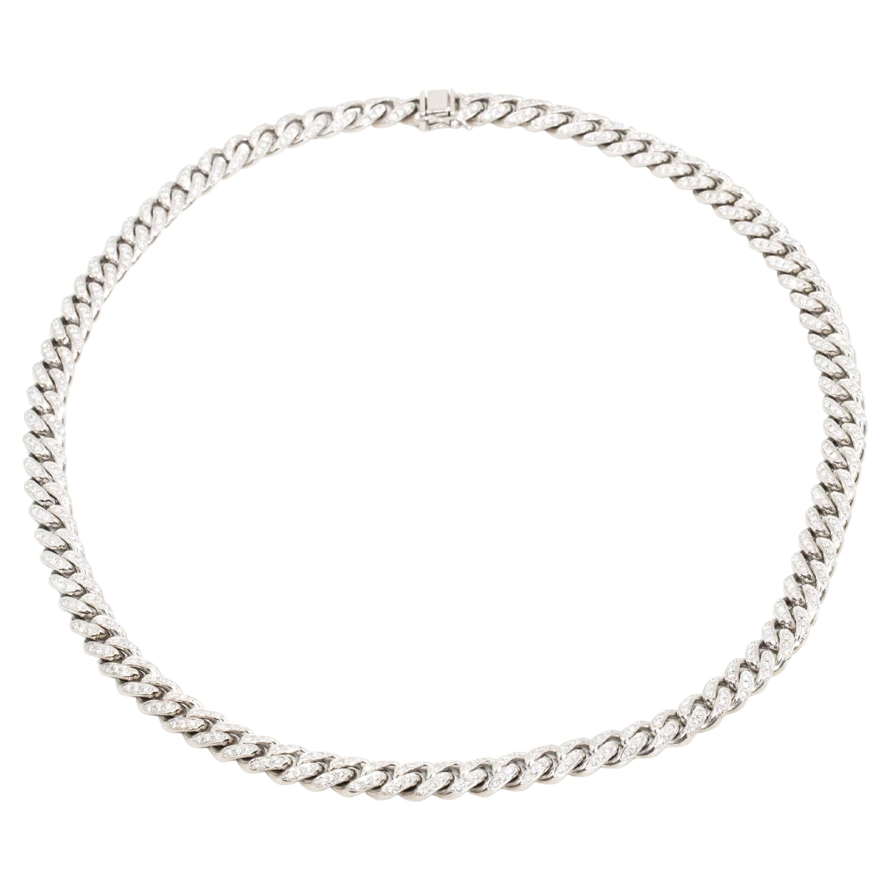 Contemporary Diamond Curb Link Cuban Chain 18 Carat White Gold For Sale