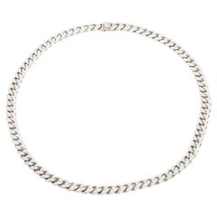 Contemporary Diamond Curb Link Cuban Chain 18 Carat White Gold