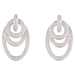 Rosior Contemporary Dangle Earrings Set in White Gold with Diamonds