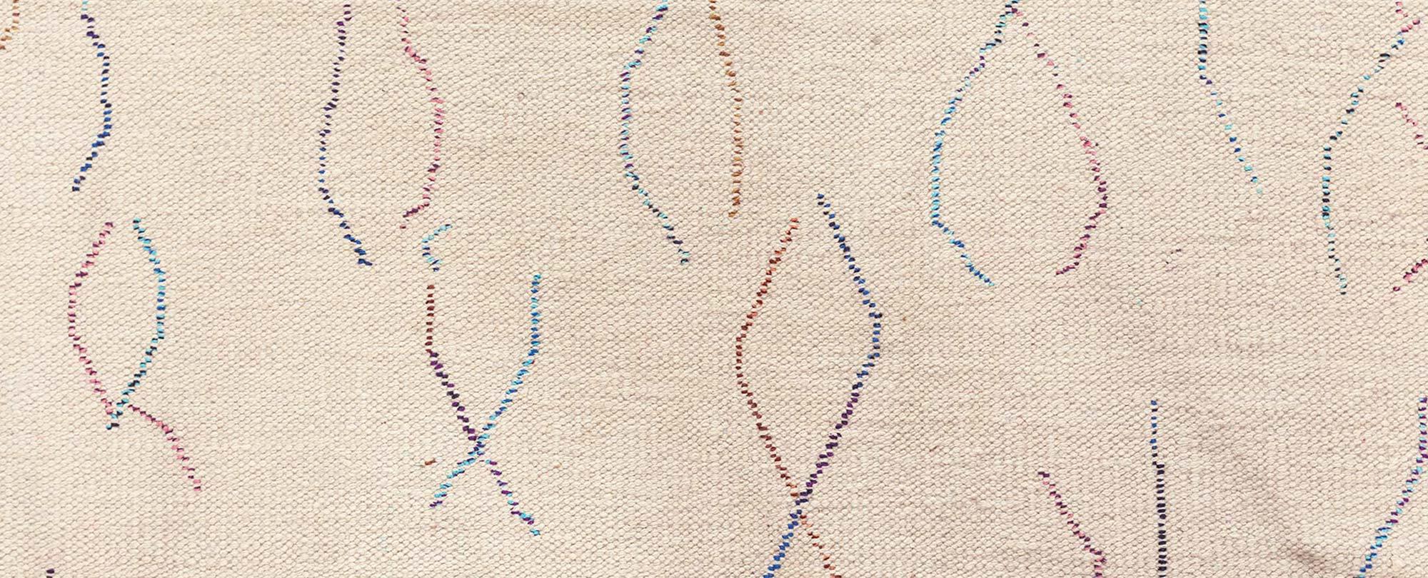Zeitgenössischer flachgewebter Wollteppich im Diamant-Design von Doris Leslie Blau
Größe: 12'0