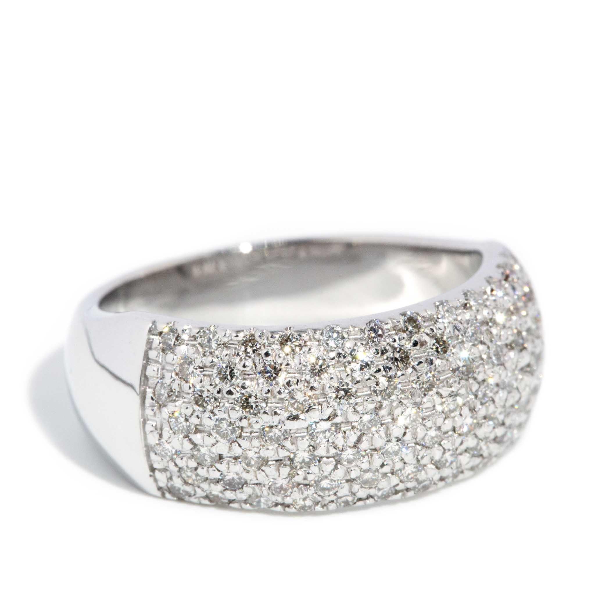 Brilliant Cut Contemporary Diamond Dome Ring 18 Carat White Gold For Sale