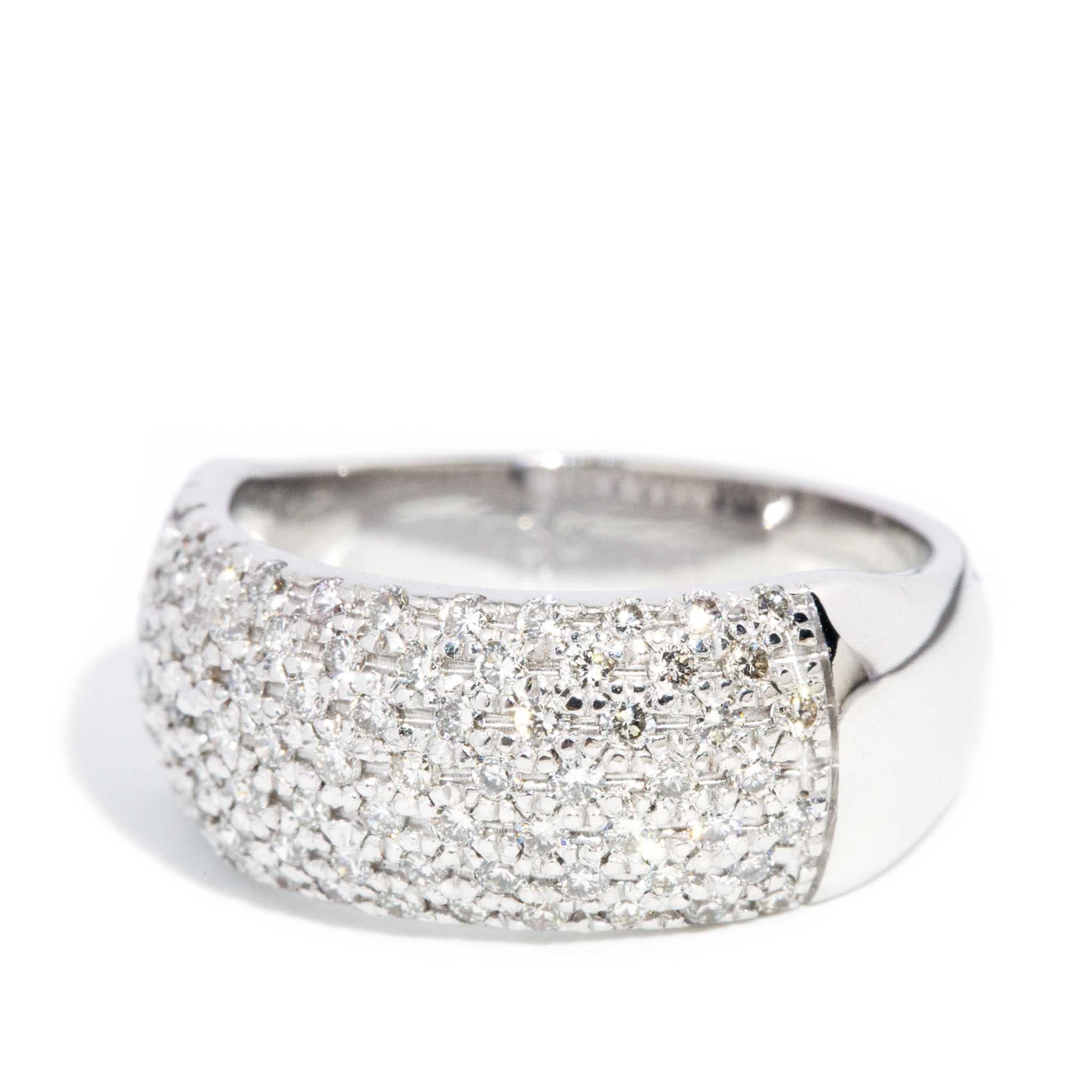 Contemporary Diamond Dome Ring 18 Carat White Gold For Sale 4