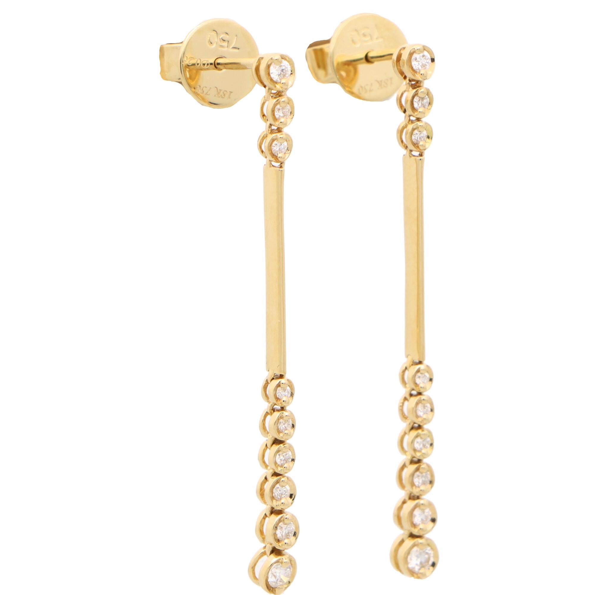 Zeitgenössischer Diamant-Tropfen-Ohrring aus 18k Gelbgold für Damen oder Herren im Angebot