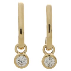  Boucles d'oreilles contemporaines en or jaune 14k avec pendentifs et diamants