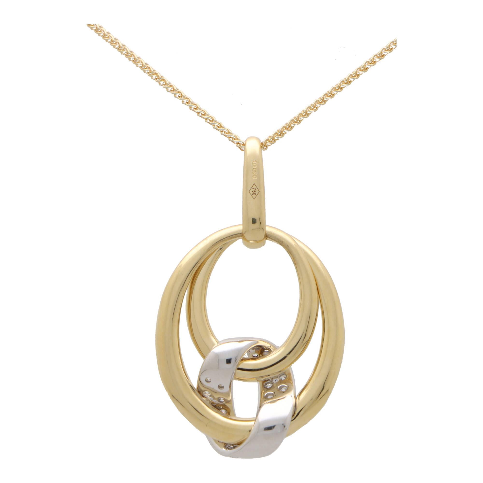 Collar Contemporáneo con Colgante de Gota de Diamantes en Oro Amarillo de 18k en Excelente Estado en London, GB