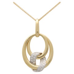 Contemporary Diamond Drop Pendant Necklace in 18k Yellow Gold