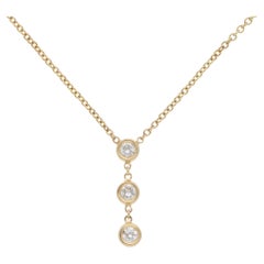Contemporary Diamond Drop Pendant Necklace in Yellow Gold