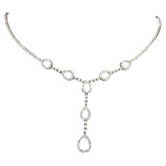 18K White Gold Diamond Bridal Lariat Y Necklace Round Brilliant 3.25 Carat