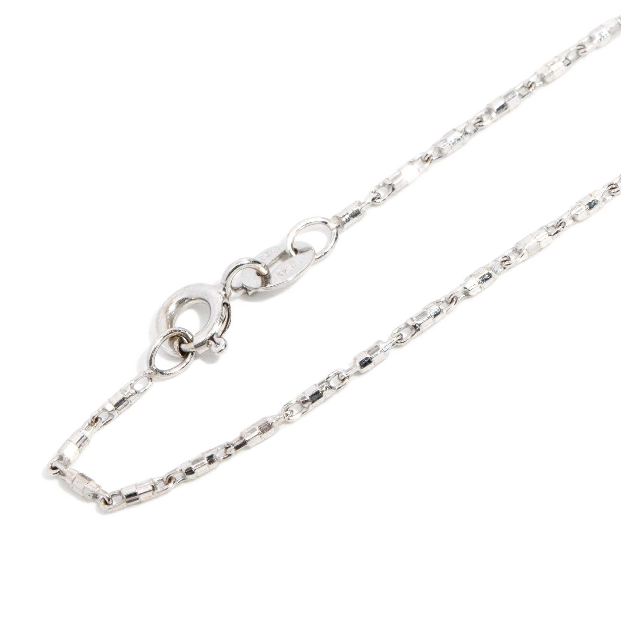 Ciondolo con smeraldo e catena in oro bianco 18 carati Contemporary Diamond Emerald in vendita 4