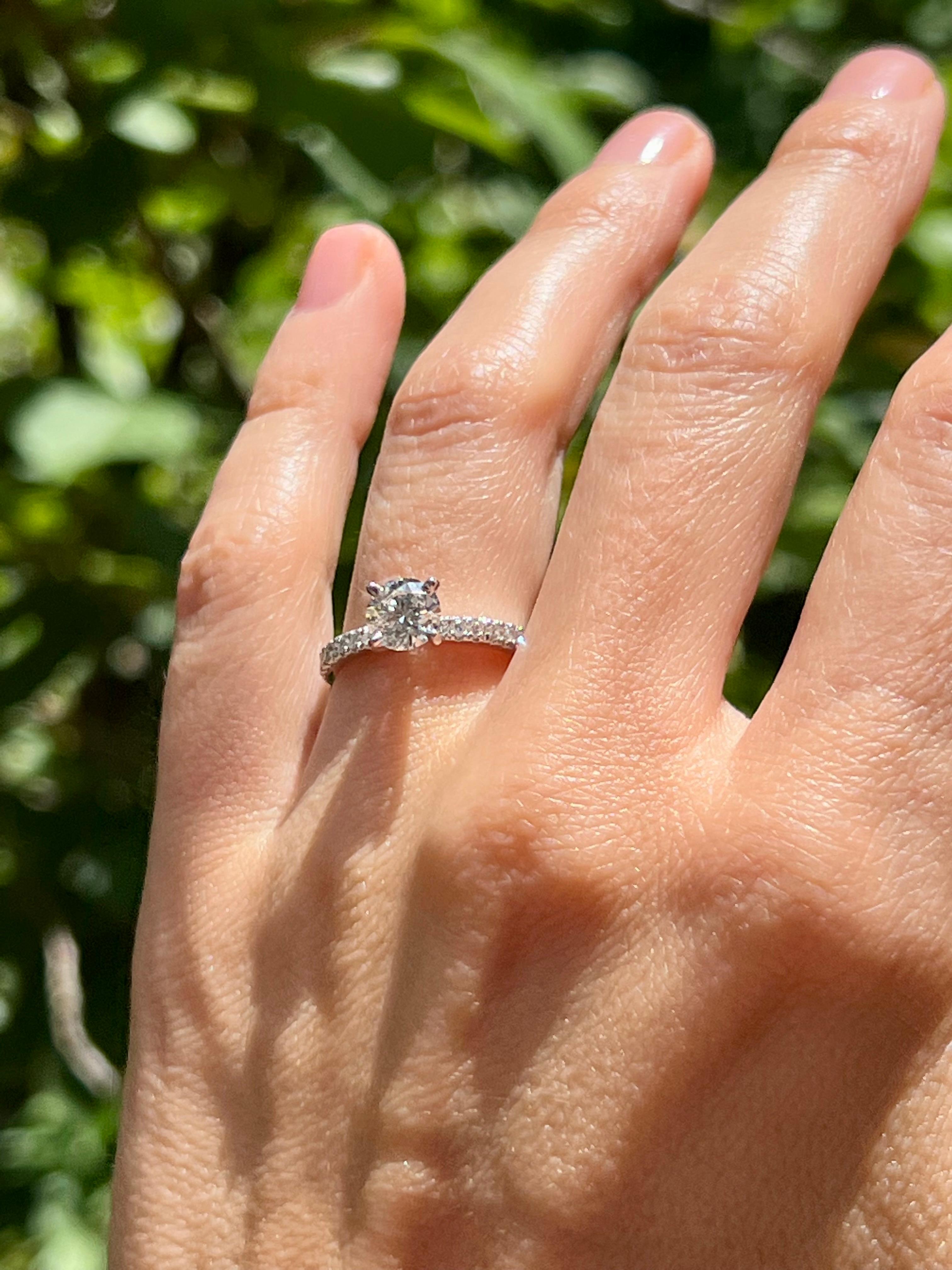 Anello di fidanzamento con diamante GIA da 1,27 carati di peso totale in oro 14 carati In condizioni buone a Towson, MD